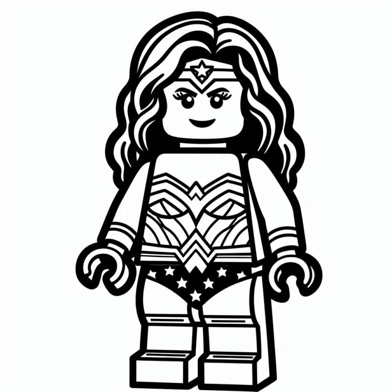 Mulher Maravilha LEGO para colorir com características de super-heroína