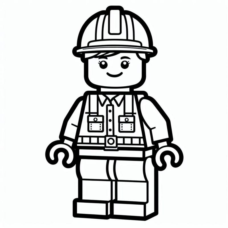 Personagem Lego trabalhador da construção civil para colorir