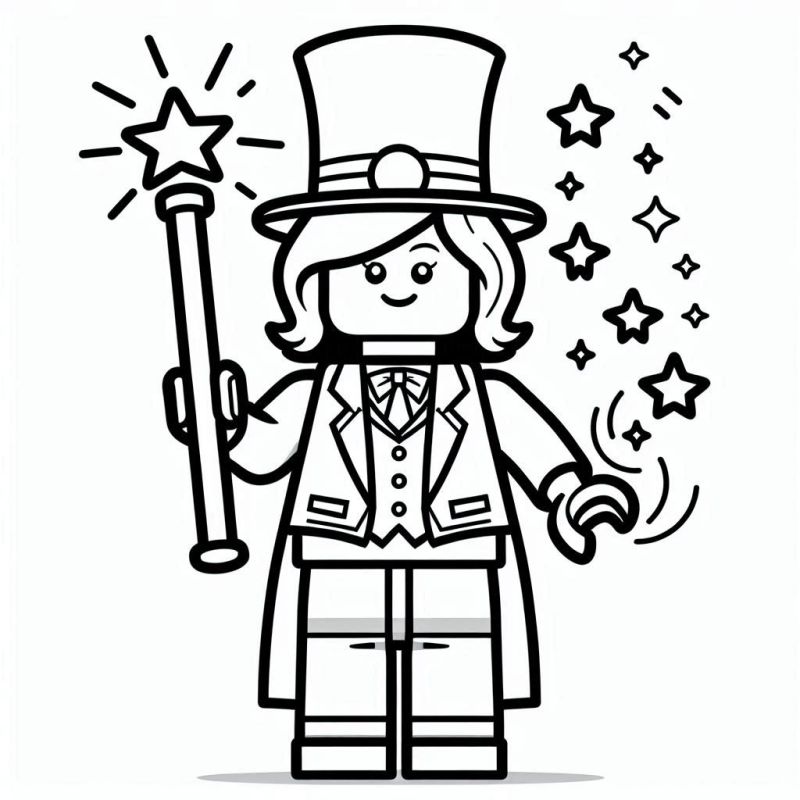 Desenho de personagem de Lego mágico para colorir