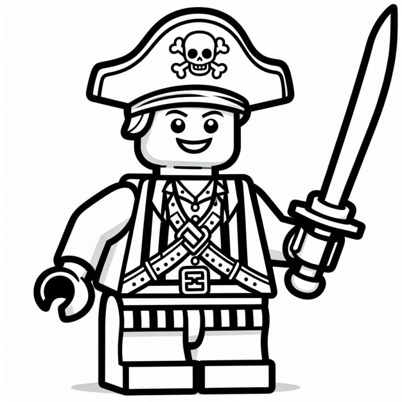 Desenho de um Lego pirata para colorir e imprimir