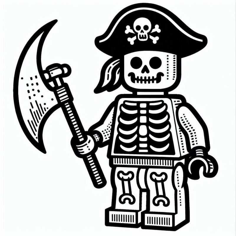 Desenho de Lego Pirata Esqueleto para Colorir