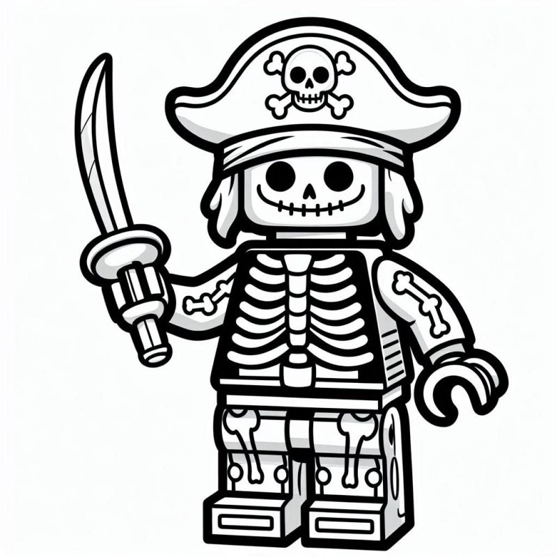 Pirata Esqueleto Lego - Desenho para Colorir