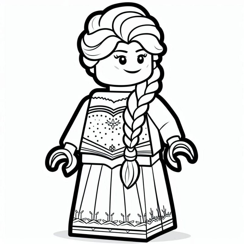 Desenho de Personagem Lego Princesa de Contos de Fadas para Colorir