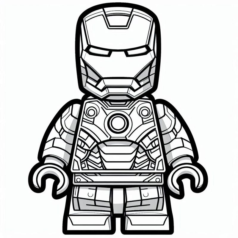 Desenho de Personagem Lego com Armadura Tecnológica para Colorir