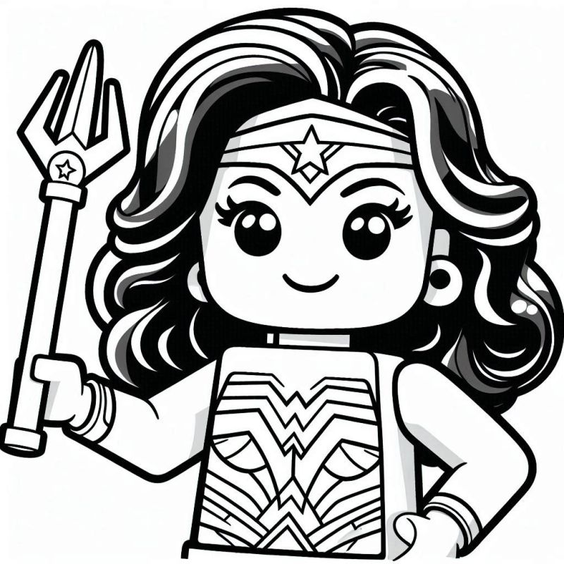 Desenho para colorir de Wonder Woman em estilo LEGO