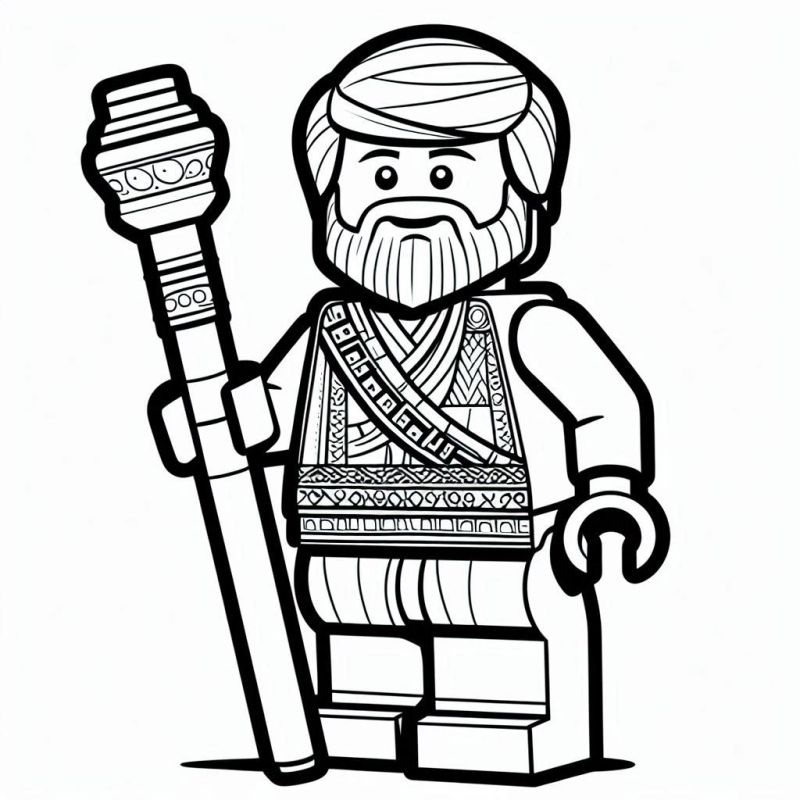 Desenho de Personagem de Lego Sábio Mestre para Colorir