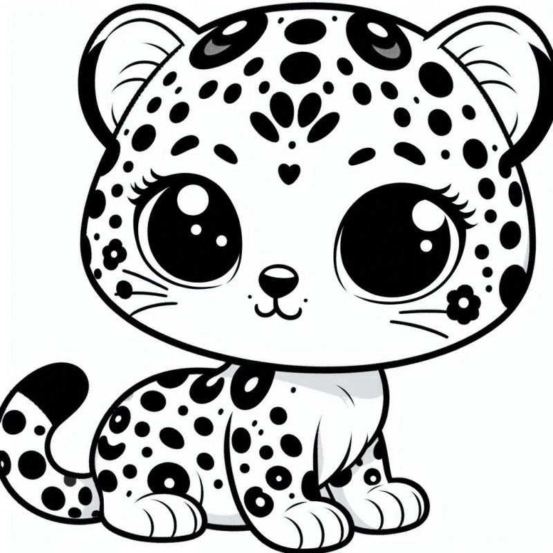 Desenho de Adorável Filhote de Leopardo para Colorir