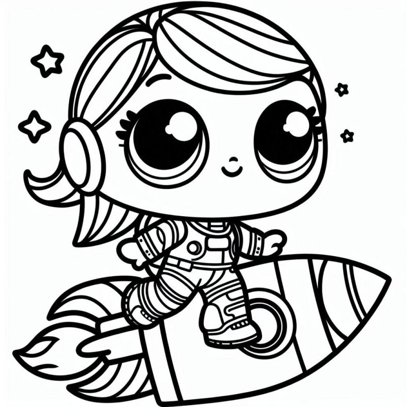 Desenho de Boneca LOL Astronauta para Colorir