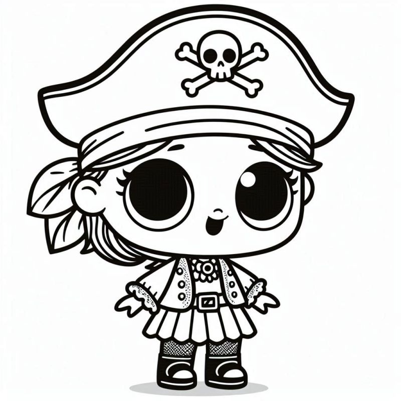 Desenho de boneca LOL pirata para colorir