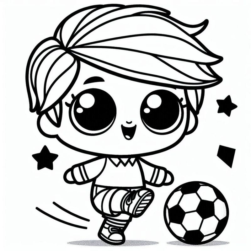 Desenho para Colorir de Personagem LOL Jogando Futebol