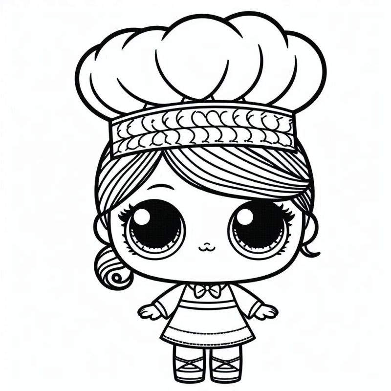 Desenho para colorir de uma boneca LOL Surprise chef