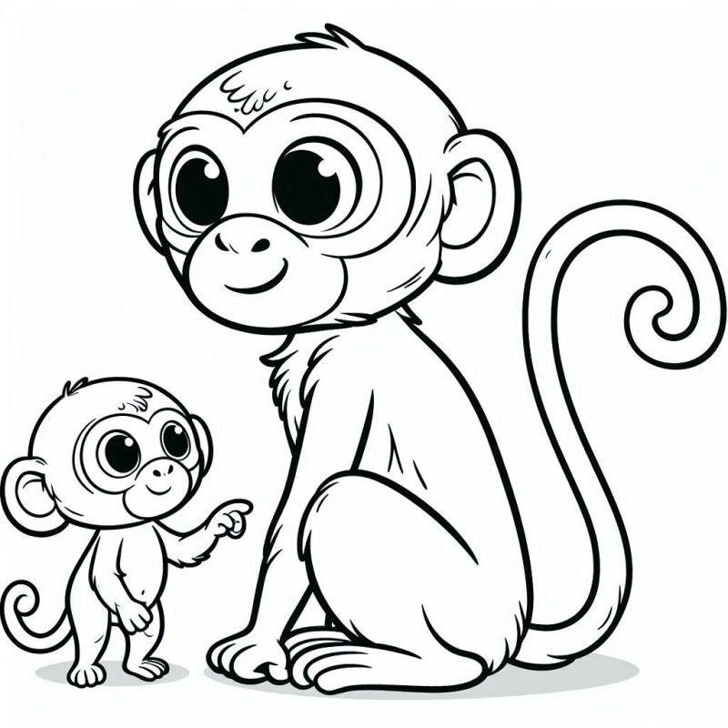 Macacos Divertidos com Filhote para Colorir