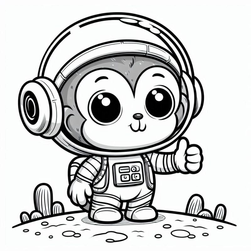 Macaquinho astronauta com fantasia para colorir