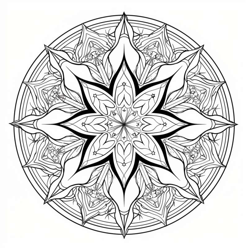 Mandala geométrica com estrela detalhada para colorir