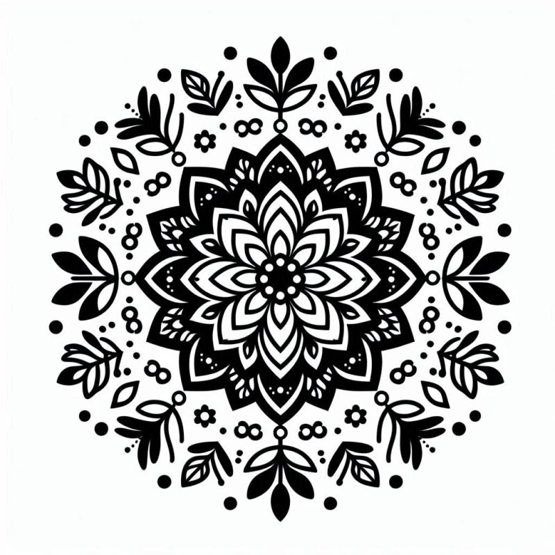 Mandala detalhada e geométrica para colorir