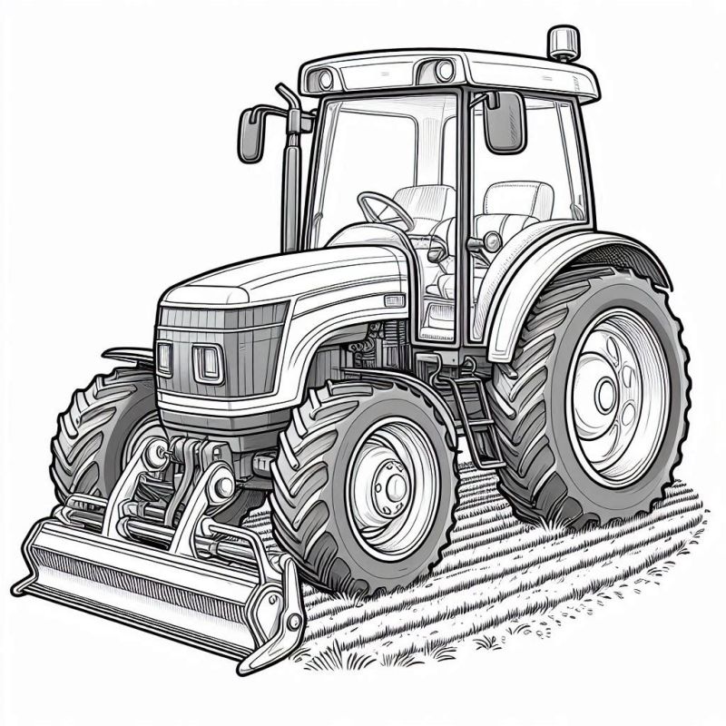 Desenho de Trator Agrícola Detalhado para Colorir