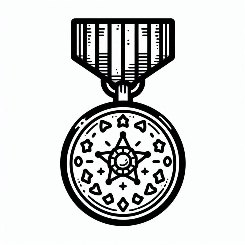 Desenho de Medalha com Estrela para Colorir