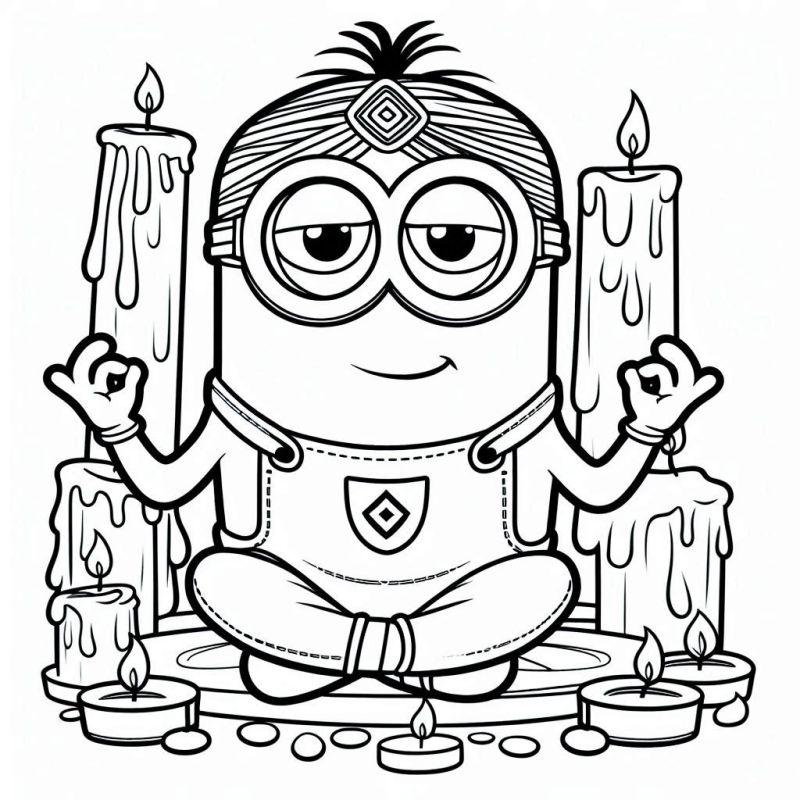 Desenho de Minion Meditativo para Colorir