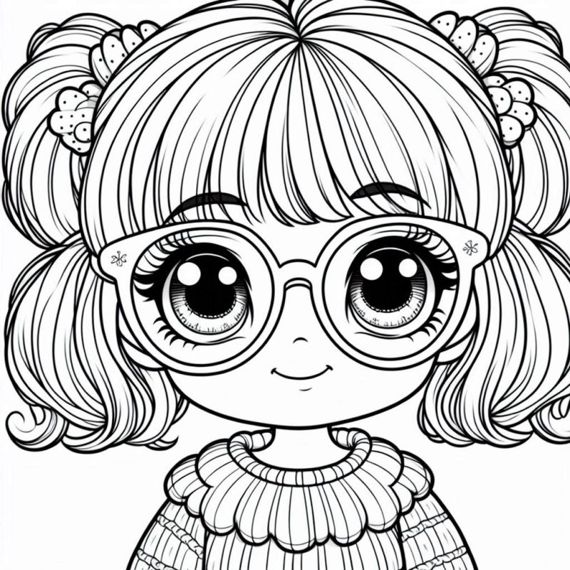 Desenho de uma menina fofa e alegre para colorir