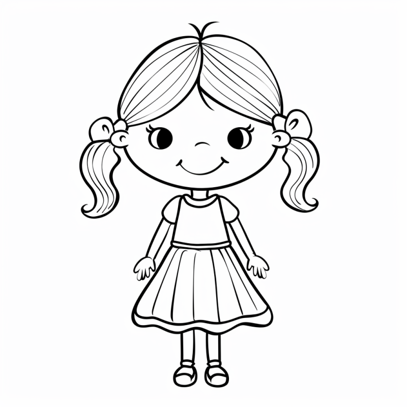 Desenho de Menina Sorridente para Colorir