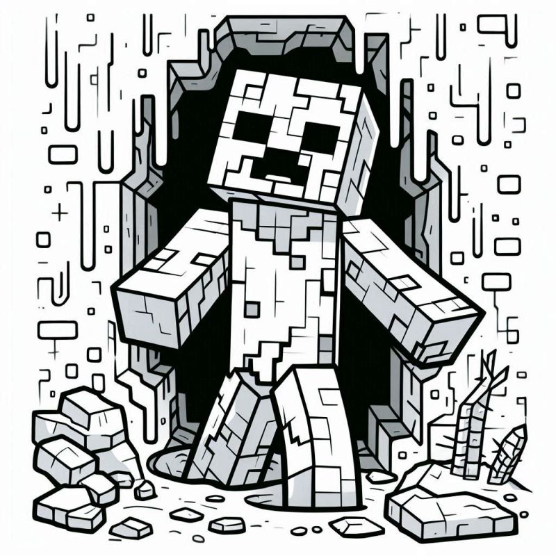 Desenho do Personagem Esquelético de Minecraft para Colorir