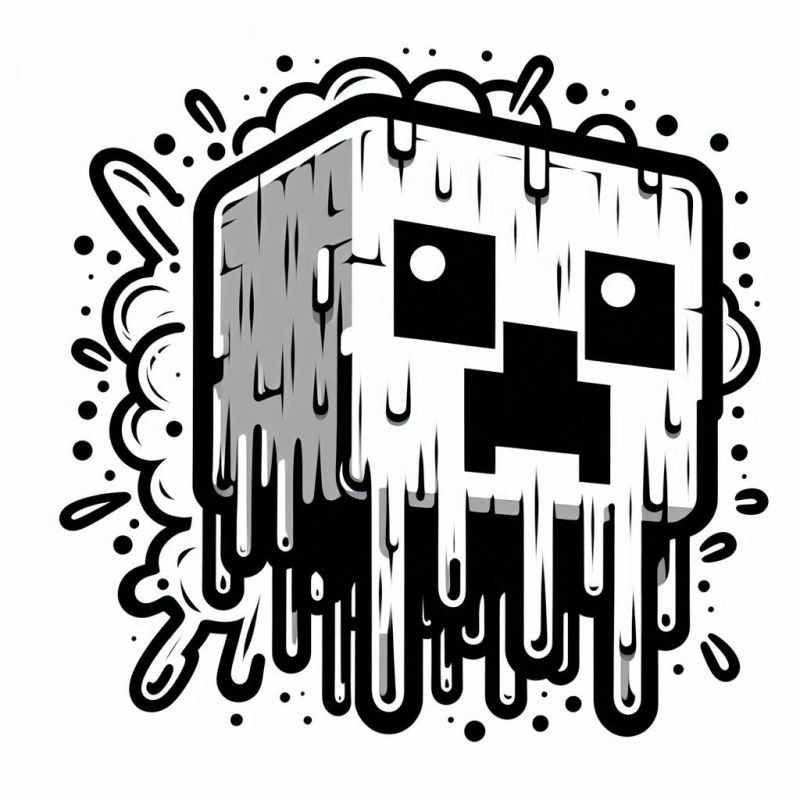 Bloco Derretendo do Creeper de Minecraft para Colorir