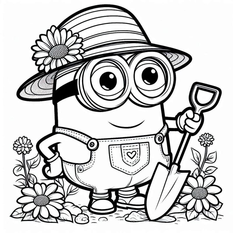 Desenho do Minion Jardineiro Alegre para Colorir