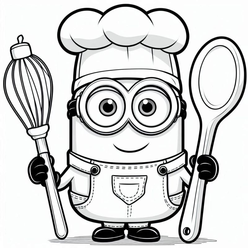 Desenho de Minion Chef de Cozinha para Colorir