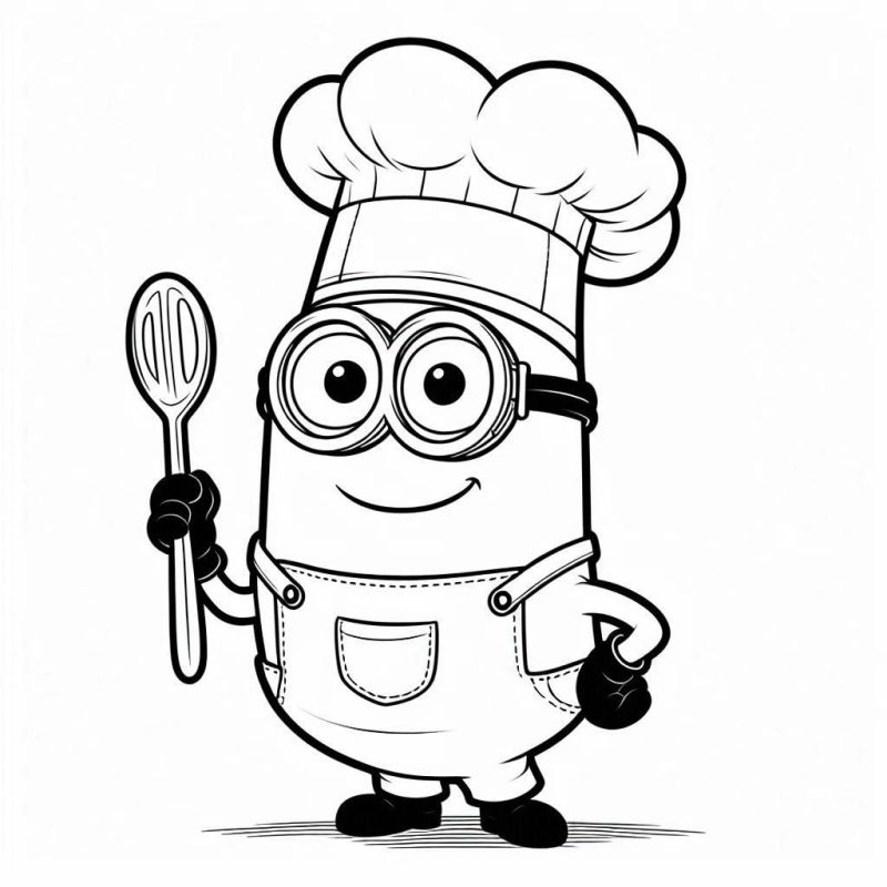 Divertido Minion Chef para Colorir