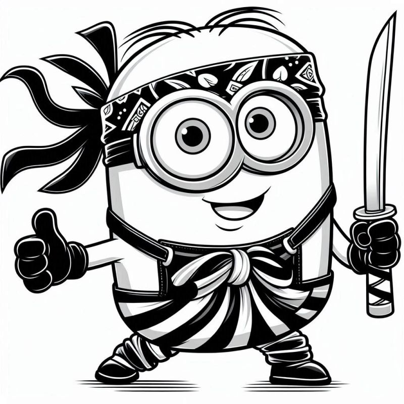 Minion Samurai para Colorir: Criatividade e Diversão