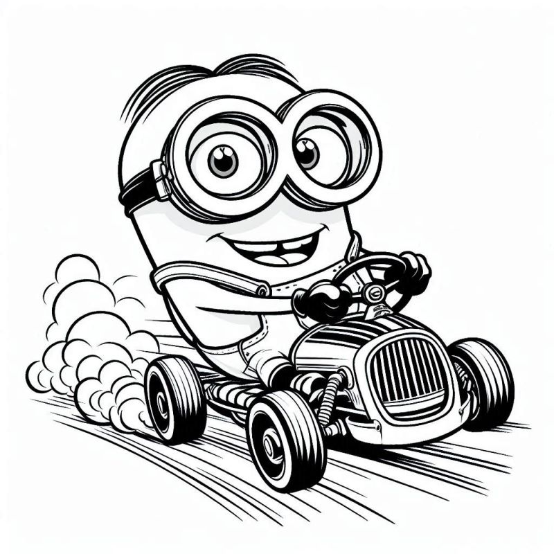 Desenho de Minion na Corrida para Colorir