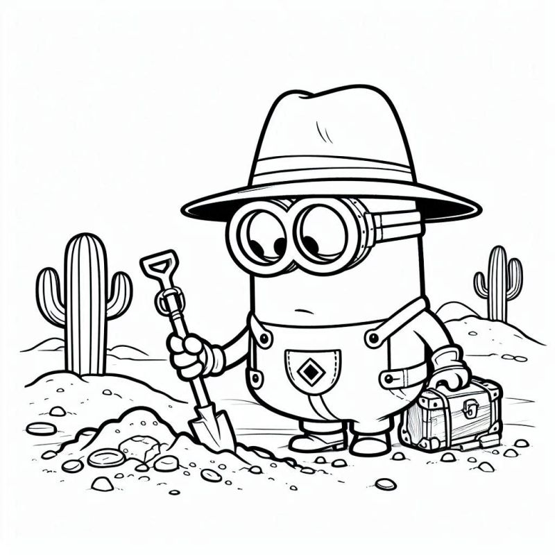 Minion Explorador no Deserto: Um Desenho Para Colorir