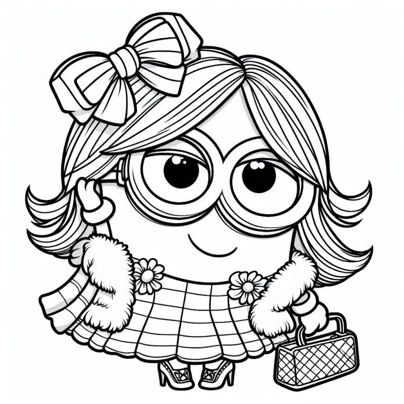 Minion Feminino Estiloso: Desenho Para Colorir