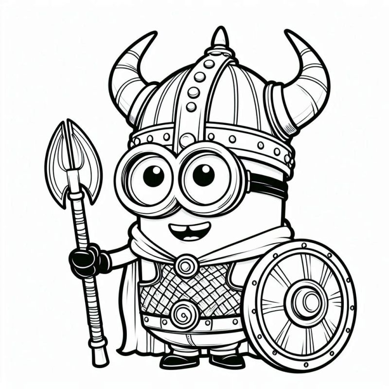 Desenho de Minion Viking para Colorir