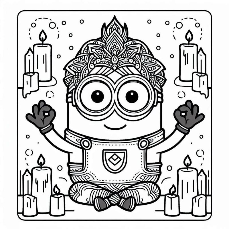 Desenho de Minion Meditativo para Colorir