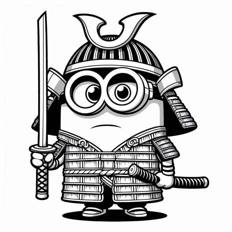 Desenho Incrível de Minion Samurai para Colorir