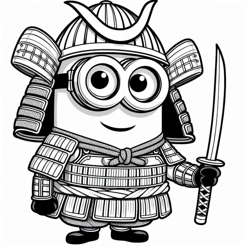 Desenho de Minion Samurai para Colorir