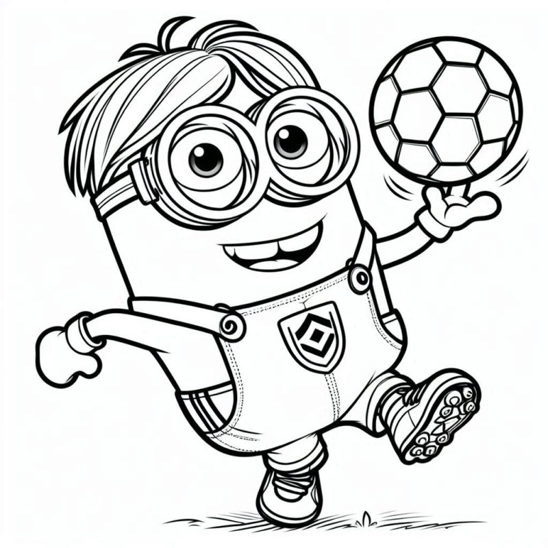 Minion Jogando Futebol com Chuteiras - Desenho para Colorir