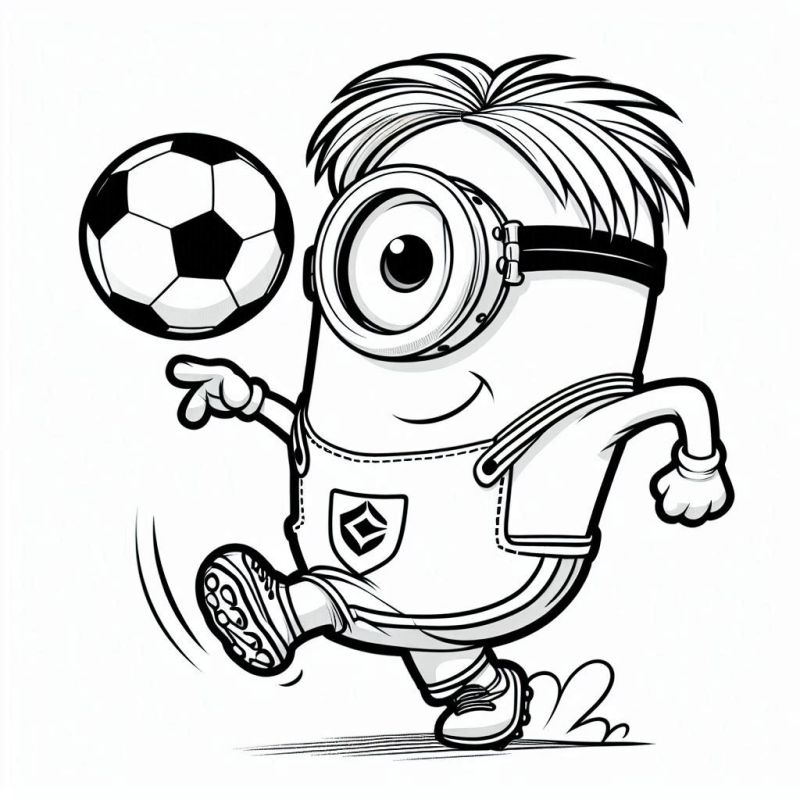 Minion Jogando Futebol: Desenho para Colorir