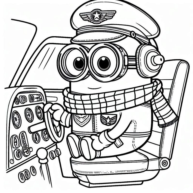 Minion Piloto de Avião: Aventura para Colorir