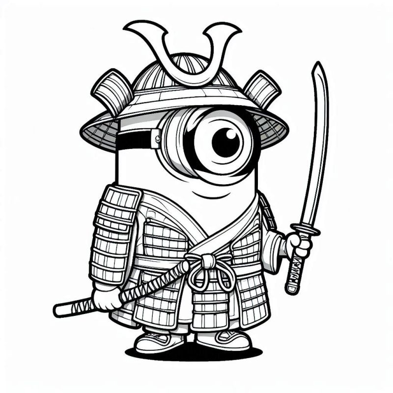 Colorindo um Minion Samurai: Diversão e Tradição