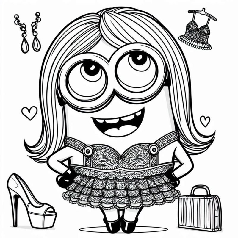 Colorir Minion Elegante: Moda e Criatividade