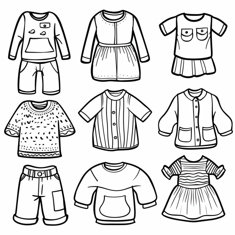 Desenhos Divertidos de Roupas para Colorir