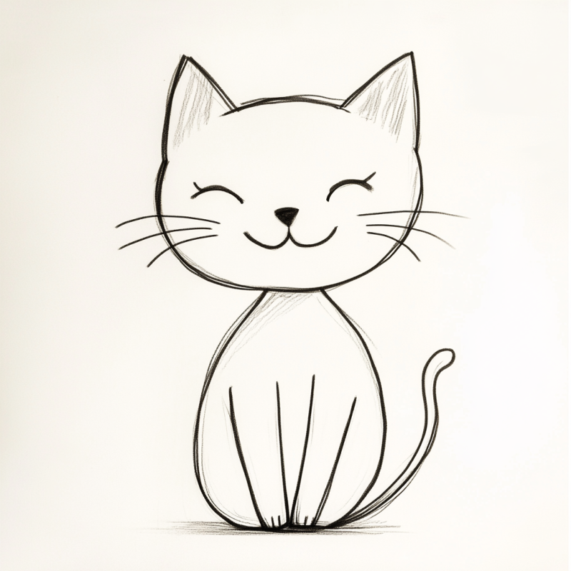 Desenho Simples de Gato para Copiar e Colorir