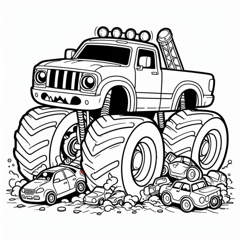 Desenho para Colorir: Monster Truck em Ação