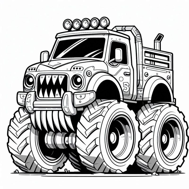 Desenho de Monster Truck Monstruoso para Colorir