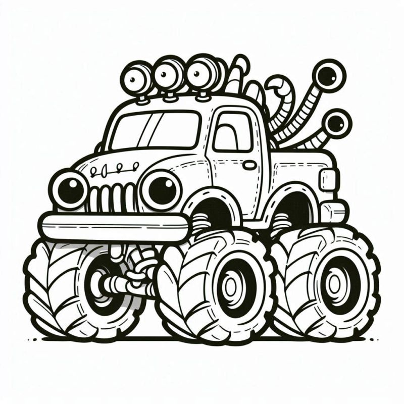 Desenho Detalhado de Monster Truck para Colorir