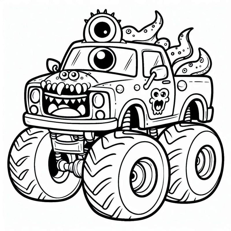 Desenho Estilizado de Monster Truck Ciclope para Colorir