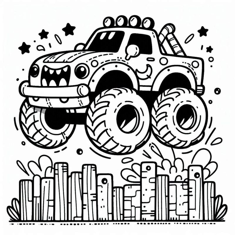 Desenho Detalhado de Monster Truck para Colorir