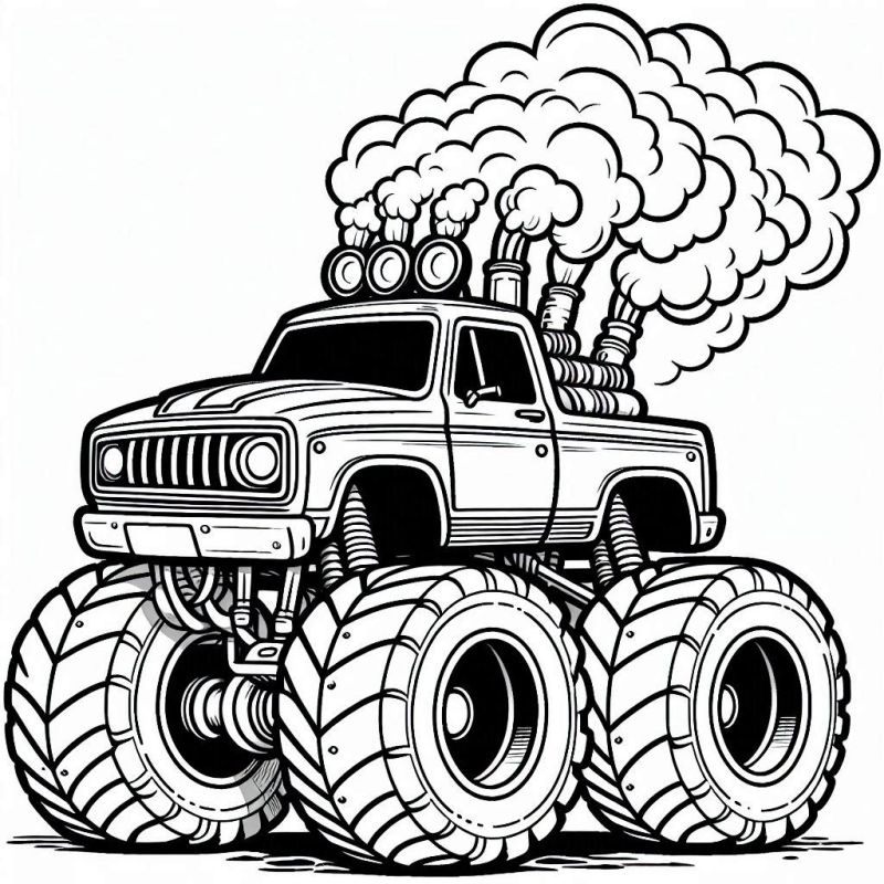 Desenho Detalhado de Monster Truck para Colorir